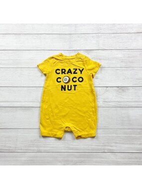 Baby Gap Yellow "Crazy Coconut" Printed Baby Romper 18-24 Months